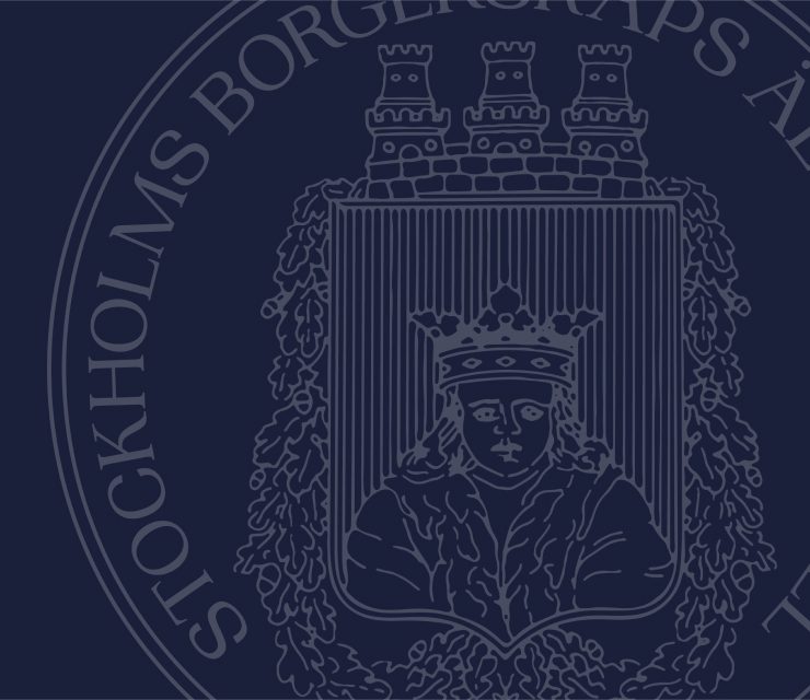 Stockholms Borgerskaps sigill mot mörk bakgrund.